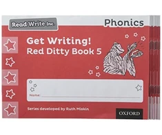 KNYGA Ruth Miskin Read Write Inc. Phonics: Get Writing! Raudona Ditty Book 5 Pack of 10