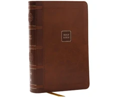 KNYGA Zondervan Publishing NKJV Compact Paragraph-Style Bible w/ 43,000 Cross References, Brown Leathersoft, Raudona Letter, Comfort Print: Holy Bible, New King James Version