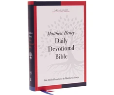 KNYGA Zondervan Publishing NKJV, Matthew Henry Daily Devotional Bible, Hardcover, Raudona Letter, Comfort Print