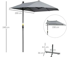 „Outsunny“ pusinis sodo/balkono skėtis nuo saulės