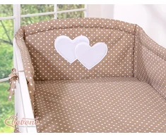 Vaikiška patalynės komplektas Hanging Hearts“ 3 dalių, rudas su taškeliais