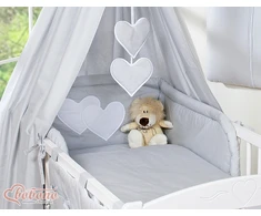 Patalynės komplektas su baldakimu Hanging Hearts pilkas