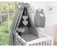 Patalynės komplektas su baldakimu Hanging Hearts pilkas