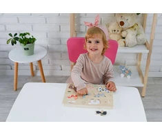 Adam Toys Garso lavinimo medinės fermos gyvūnų dėlionės vaikams nuo 18 mėn.