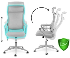 Sofotel Biuro kėdė su tinklelio atlošu, reguliuojamu aukščiu, ergonomišku dizainu, supimo funkcija, pilka darbo kėdė