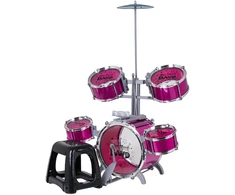 Didelis rožinis ROCK BAND būgnų rinkinys su kėdute
