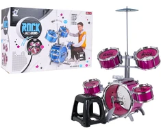 Didelis rožinis ROCK BAND būgnų rinkinys su kėdute