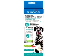 Gyvūnų priežiūra - FRANCODEX Dantų šepetėlis ir dantų pasta rinkinys (70g, be cukraus, be glitimo)