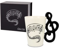 Froster Elegantiška muzikinio rakto formos rankena puodelis, muzikos mylėtojams, balta