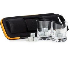 Froster Elegantiškas vyriškas viskio dovanų rinkinys su akmenimis, 2 taurės, juodas