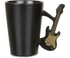 Froster Stilinga gitaristo formos keramikinė puodelė, muzikos mylėtojams, juoda matinė