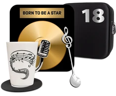 Froster Stilinga muzikos gerbėjo dovanų rinkinys „Born to Be a Star“, su puodeliu ir padėkliuku, elegantiškas
