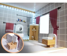 Ikonka MDF medinis lėlių namelis + baldai 78cm juodas LED