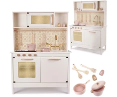 Ikonka Vaikiška retro MDF medinė virtuvė su BOHO aksesuarais