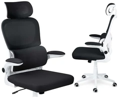 Sofotel Biuro kėdė su kvėpuojančiu tinkleliu, reguliuojamu aukščiu, ergonomine atrama, supimo funkcija, juoda biuro kėdė