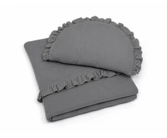 Kūdikių patalynės komplektas My Sweet Baby MUSLIN su raukiniais - antracitas