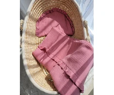 Kūdikių patalynės komplektas My Sweet Baby MUSLIN su raukiniais, rožinis