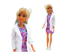 Lean Toys Lėlė Anlily su priedais: gydytoja, kirpykla, virėja