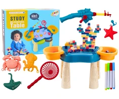Lean Toys Daugiafunkcinis vaikiškas stalas 4 viename, mėlynas