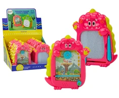 Lean Toys Dvipusė kišeninė piešimo lenta su žaidimu - rožinis dinozauras