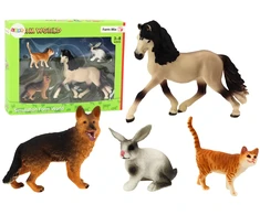 Lean Toys Gyvūnų Figūrėlių Rinkinys: Arklys, Šuo, Triušis, Katė
