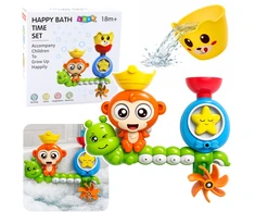 Lean Toys Vonios žaislas beždžionė su puodeliu