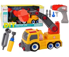 Lean Toys Oranžinis vaikiškas sunkvežimis su kranu ir įrankių rinkiniu