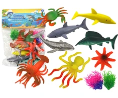Lean Toys Jūros Gyvūnų Figūrėlių Rinkinys su Augalais, 8 vnt.