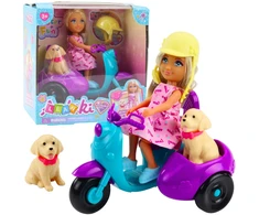 Lean Toys Lėlė Ankiki su triračiu motoroleriu ir šuneliu