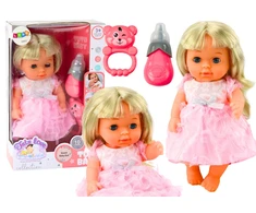 Lean Toys Lėlė su šviesiai rožine suknele