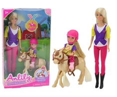 Lean Toys Anlily lėlės su vaiku ir poniuku