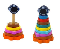 Dėlionė Medinė piramidė Planetos Lean Toys, 10 d.