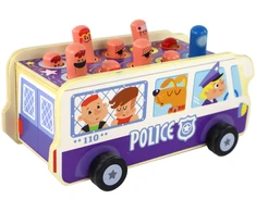 Lean Toys Medinis arkadinis žaidimas Dodgeball Policijos autobusas