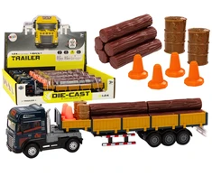 Žaislinis sunkvežimis su priekaba, šviesomis, garsu ir priedais Lean Toys