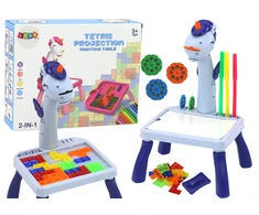 Lean Toys Mini projektorius su Tetris piešimo stalu 2in1 Mėlynas Vienaragis
