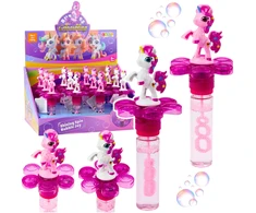 Lean Toys Muilo burbulai su vienaragiu, sukinėjasi gėlė, LED šviesa, 20 cm