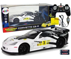 Lean Cars Radijo bangomis valdomas sportinis automobilis Corvette C6.R 1:18 baltas
