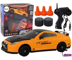 Lean Toys Nuotoliniu būdu valdomas sportinis automobilis R/C 1:24 geltonas su keičiamais ratais