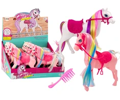 Lean Toys Žaislinis arkliukas su spalvota karčiais ir šepečiu, 20 cm