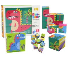 Lean Toys Spalvotos dėlionės blokai dinozaurai 6in1, 9 el.