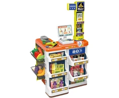 Lean Toys Vaikų parduotuvės žaidimų rinkinys su kasa ir vežimėliu
