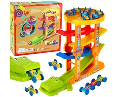 Lean Toys Automobiliukų trasa su paleidėju 5 lygiai