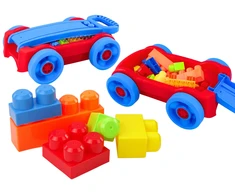 Lean Toys Vežimėlis su kaladėlėmis vaikams