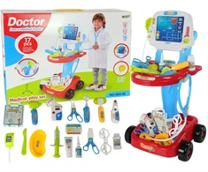 Lean Toys Žaislinis daktaro vežimėlis su priedais, mėlynas