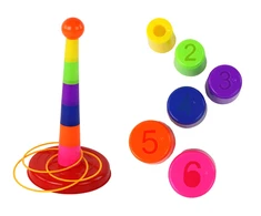 Žaidimas Puodelių ir lankų mėtymas į įvairaus sunkumo taikinį Lean Toys
