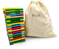 Medinės kūrybinės kaladėlės Wabi Planks 12 cm, 200 vnt., vaikams nuo 3 metų, spalvotos