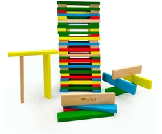 Medinės kūrybinės kaladėlės Wabi Planks 12 cm, 200 vnt., vaikams nuo 3 metų, spalvotos