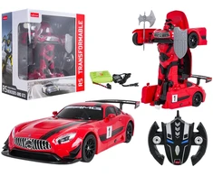 Nuotoliniu būdu valdomas 1:14 Mercedes-AMG GT3 raudonas automobilis-robotas 2in1