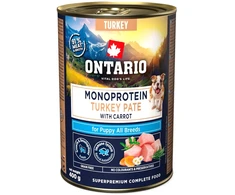 Ontario Puppy Monoprotein Kalakutienos paštetas su Morkomis 400g
