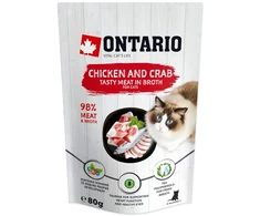 ONTARIO katės maistas su vištiena ir krabais, 80 g